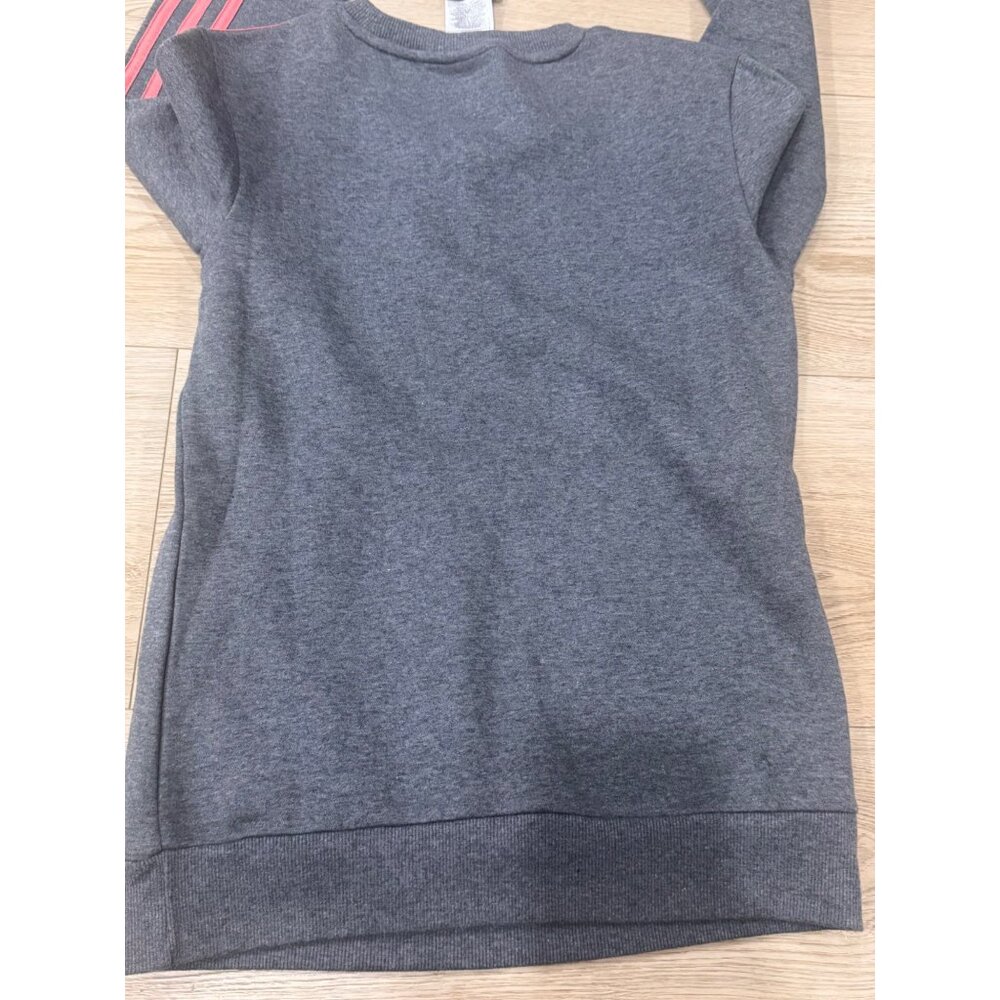 Adidas Womens XS Gray Sweatshirt With Coral Stripes & Logo - W 3S FL SWT - Picture 7 of 7